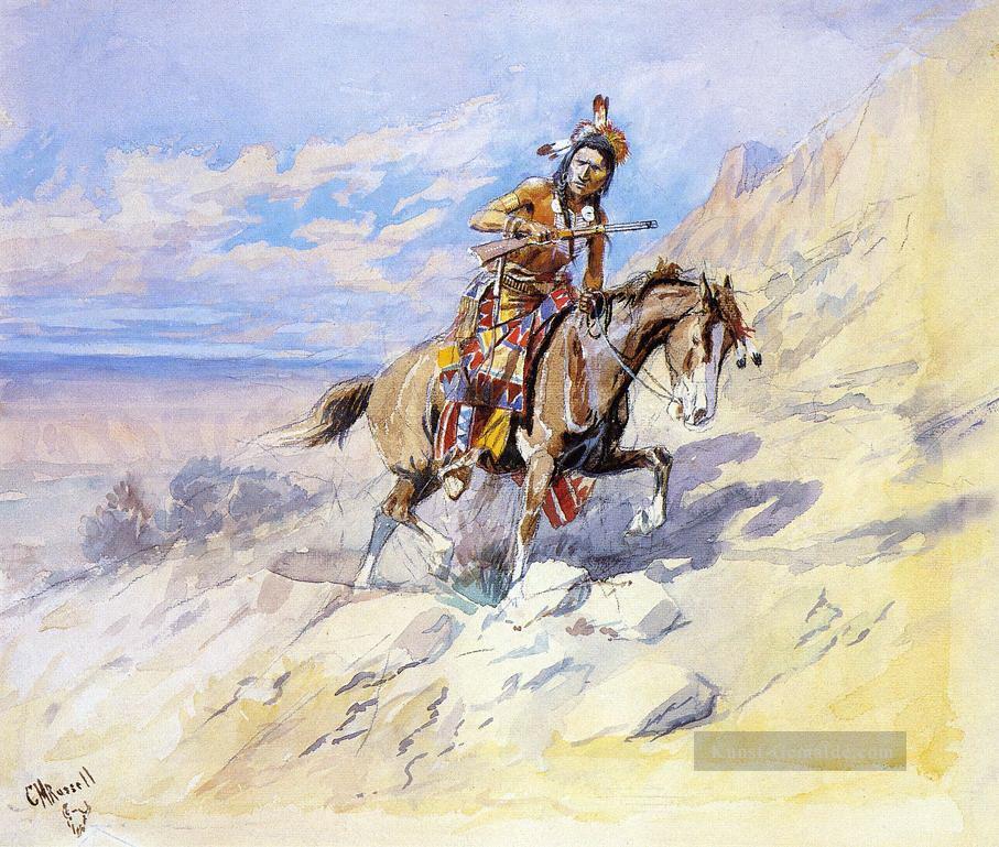 indian zu Pferde Charles Marion Russell Ölgemälde